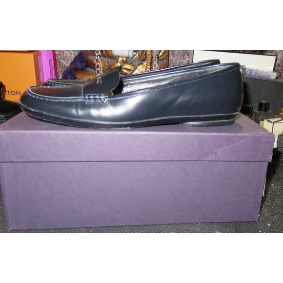 PRADA Calzature Donna Pelle Navy Blue Spazzolato Italian Leather Loafer IT 36.5 - Picture 1 of 13